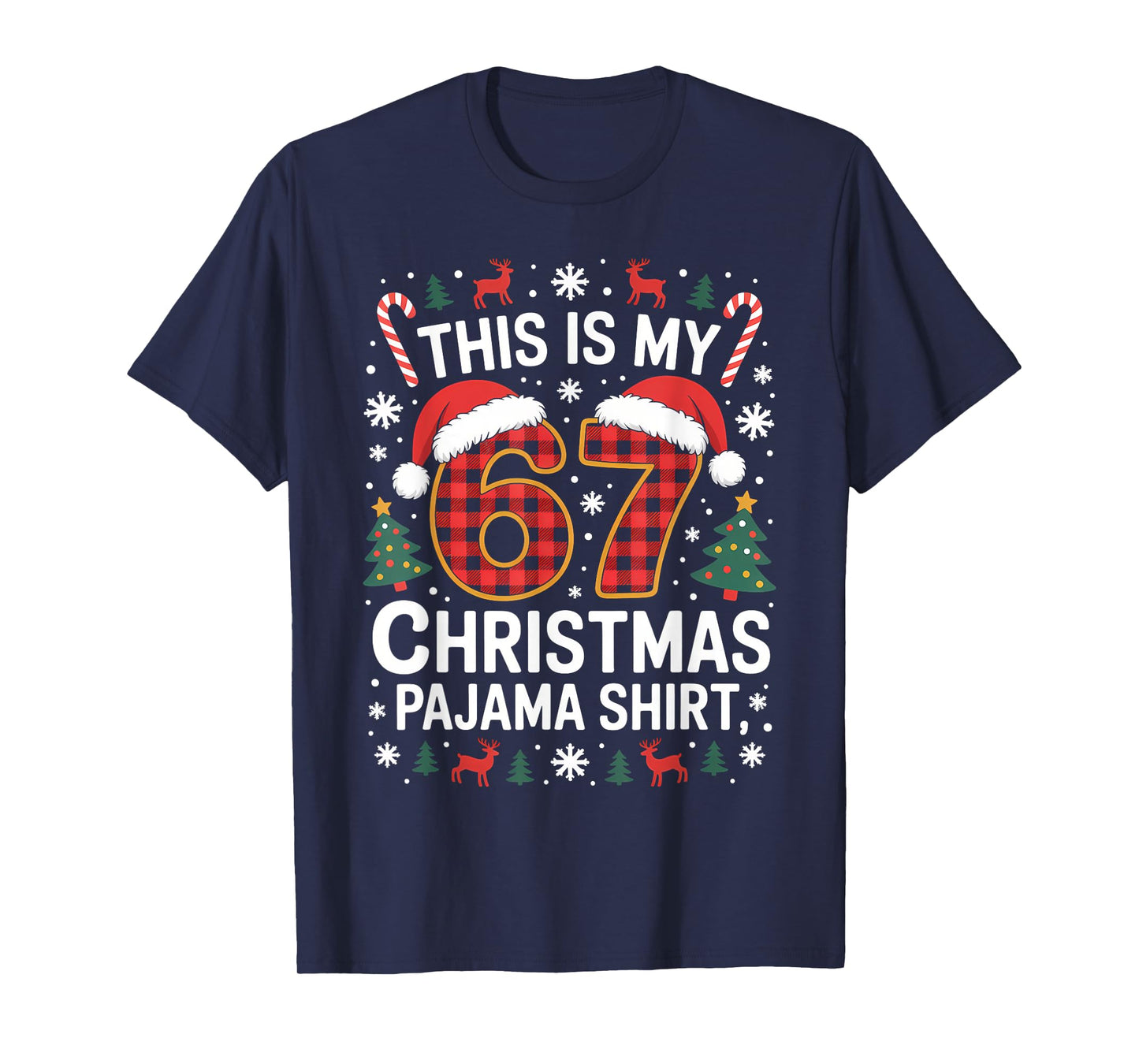 67 Christmas Pajama Shirt Funny Six Seven Meme Brainrot T-Shirt