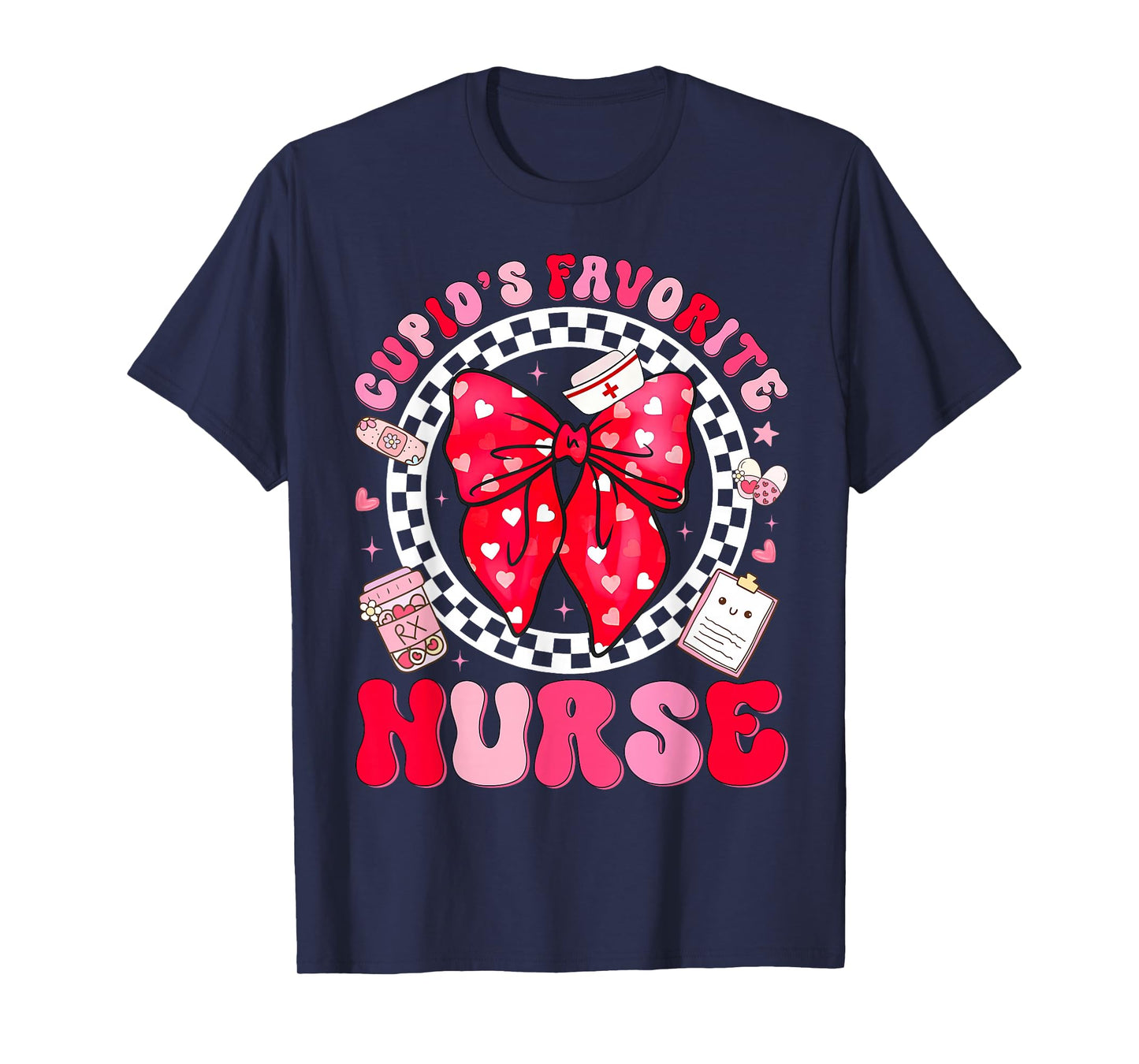 Cupid's Favorite Nurse Valentine Coquette Bow Girl Women T-Shirt