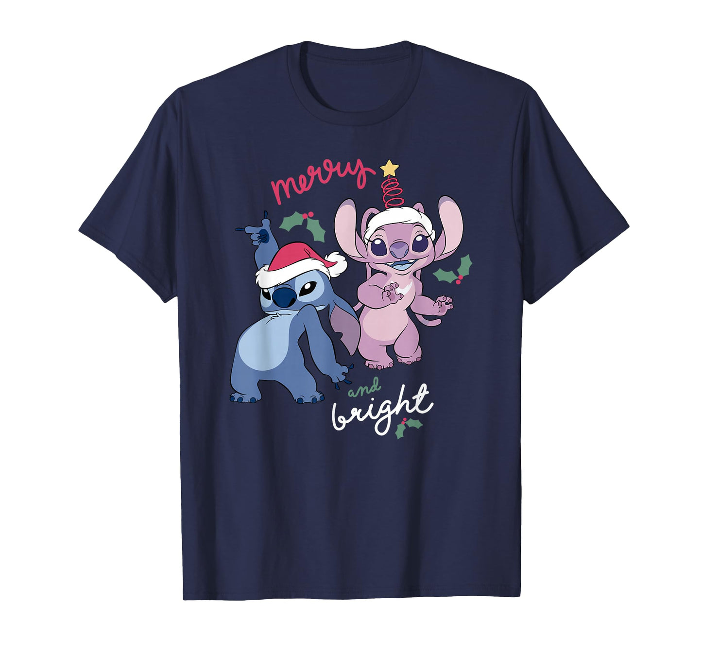Disney Lilo & Stitch Christmas Merry & Bright Stitch & Angel T-Shirt