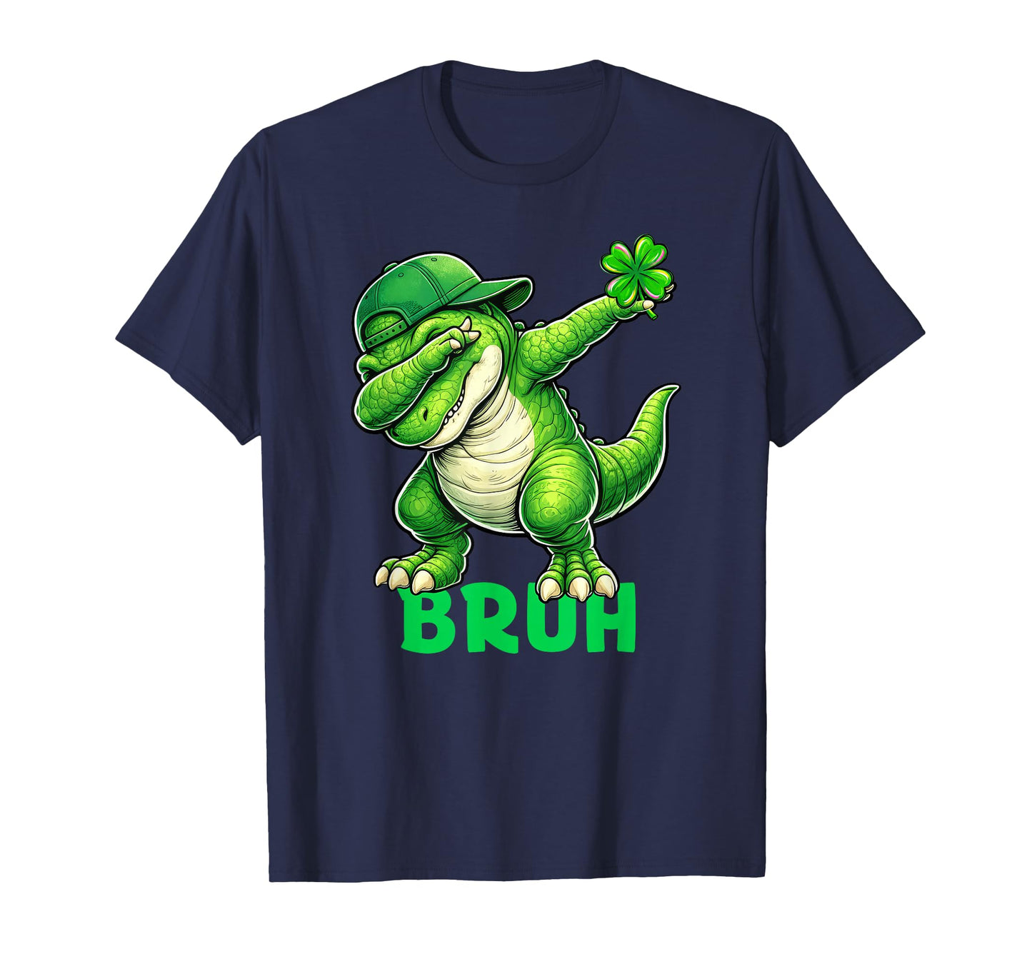 Bruh Dab Dinosaur Clovers Funny Kids Boys Men St Patrick Day T-Shirt