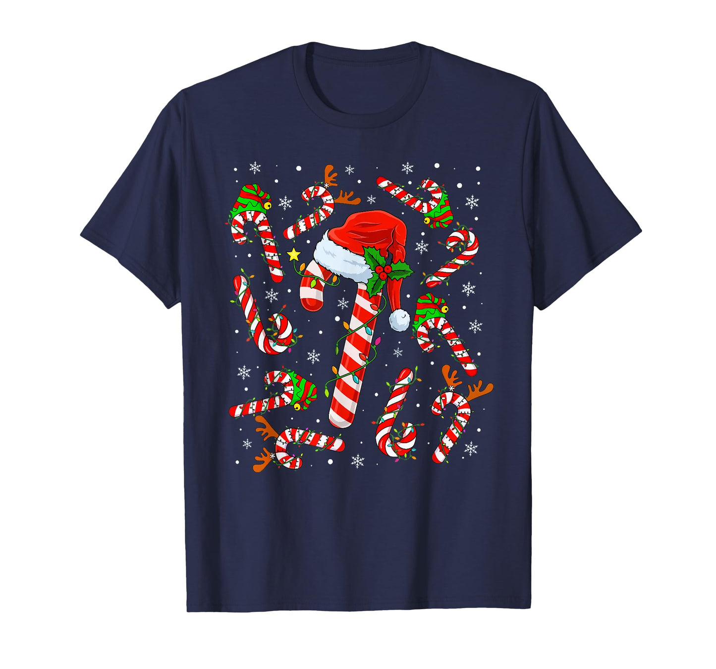 Christmas Candy Cane Santa Xmas Kids Toddler Youth Women Men T-Shirt