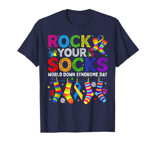 Rock Your Socks World Down Syndrome Day Funny Men Women Kid T-Shirt