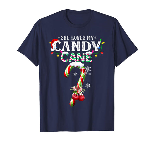 She Loves My Candy Cane I Like Her Peppermint Xmas Couples T-Shirt