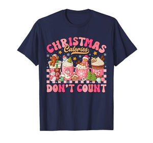 Christmas Calories Don't Count Pink Xmas Coffee Gingerbread T-Shirt