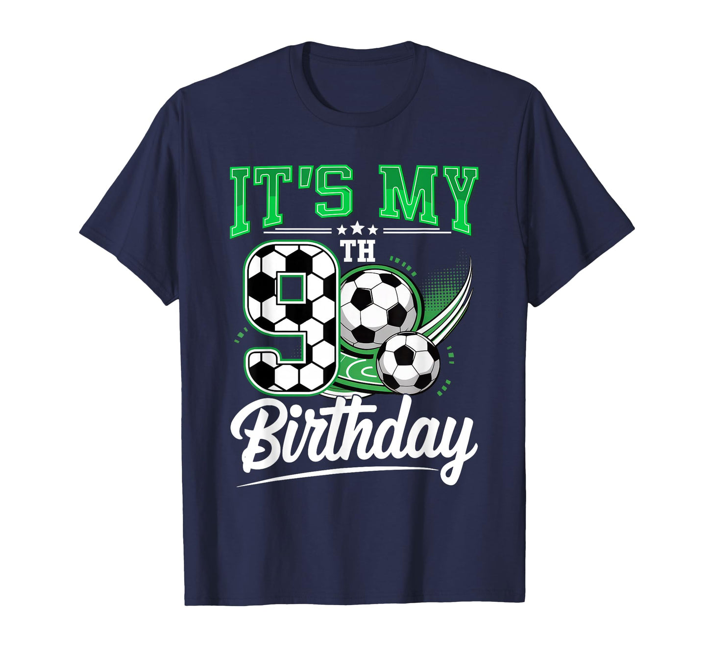 It's My 9th Birthday Boy Soccer Ball 9 Year Old Number Nine T-Shirt