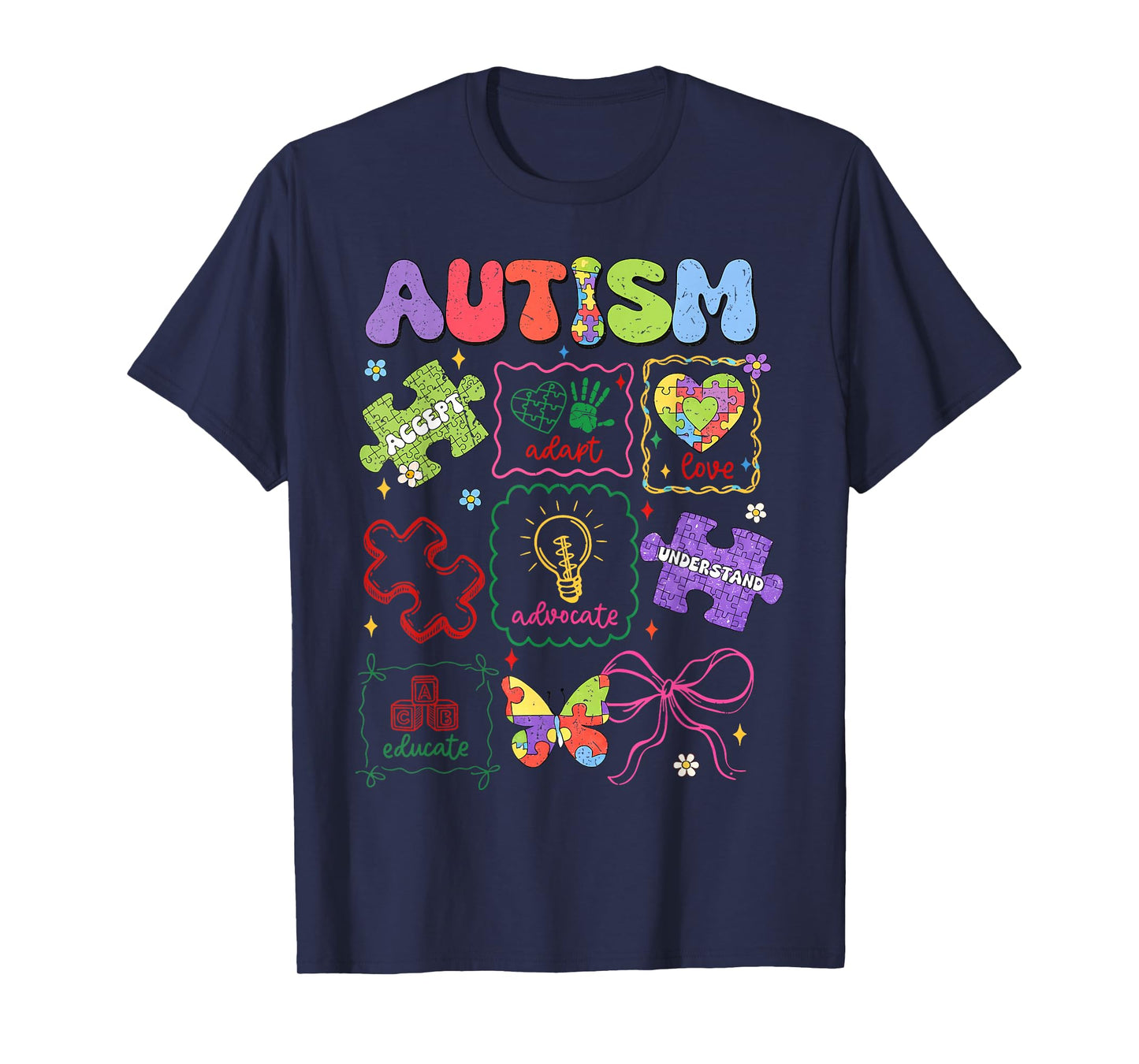Autism Awareness Coquette Autism Acceptance Teacher Bow T-Shirt