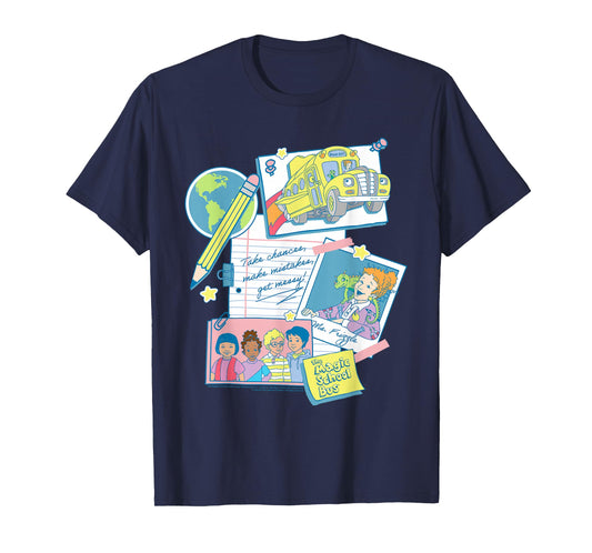 The Magic School Bus Classroom Items Collage Retro Cartoon T-Shirt