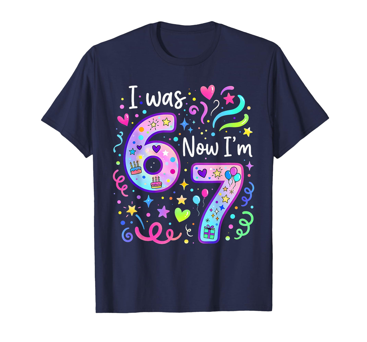 7th Birthday Girl I was 6 Now I'm 7 Years Old Girls Birthday T-Shirt