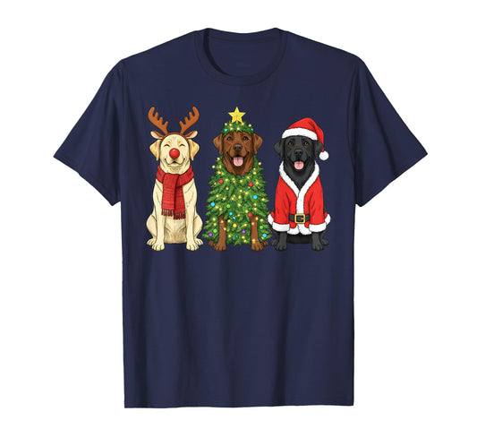 Retro Christmas Labrador Retriever Santa Reindeer Dog Lover T-Shirt