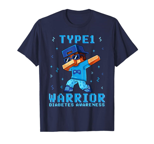 T1D Warrior Type 1 Diabetes Awareness Boys Kids Gamer T-Shirt