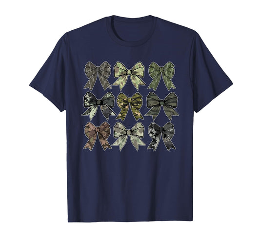 Camouflage Old Camo Bow Camo Coquette Bow Hunting Women Girl T-Shirt