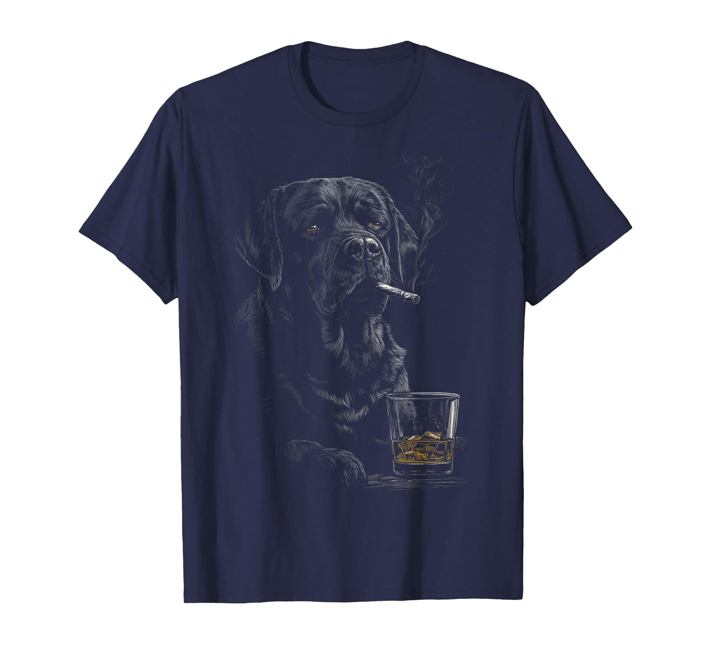 Black Labrador Smoking Cigarette Whisky Lover Funny Lab Dog T-Shirt