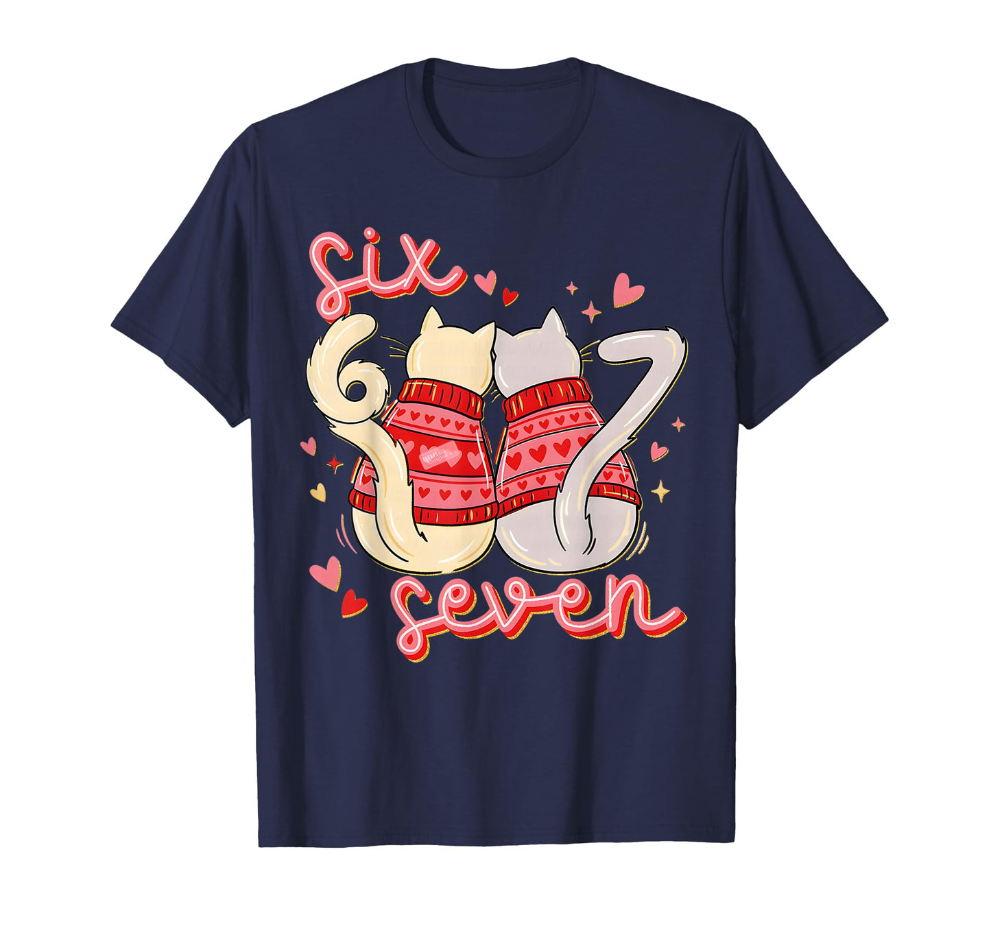 Funny 67 Meme Cat Heart Valentines Six Seven Cat 6 7 Memes T-Shirt