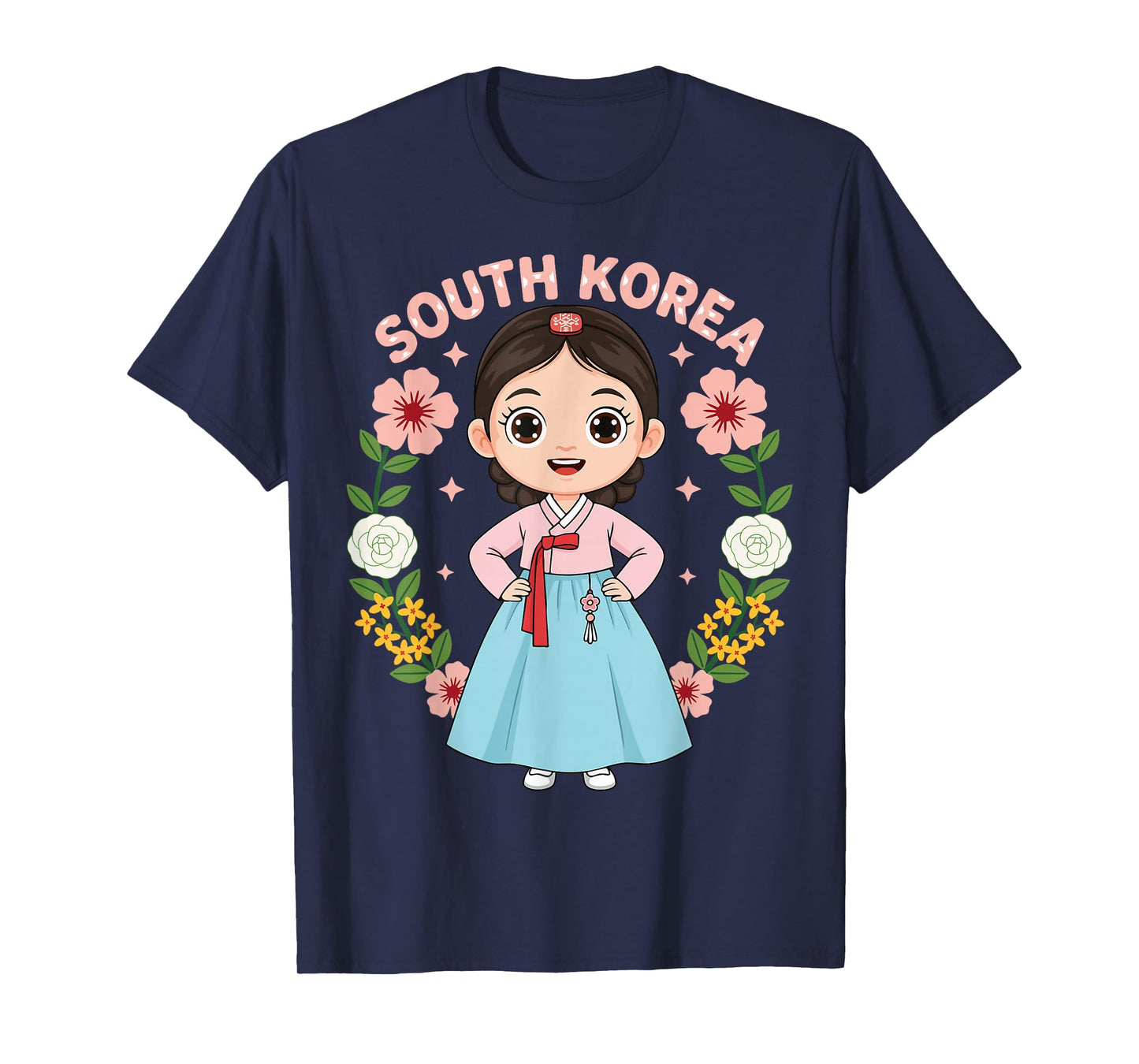 South Korea Korean Girl Traditional Dress Flowers Heritage T-Shirt
