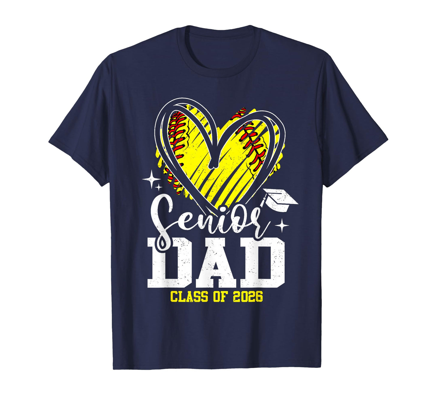 Senior Dad Class of 2026 Softball Graduation Heart T-Shirt
