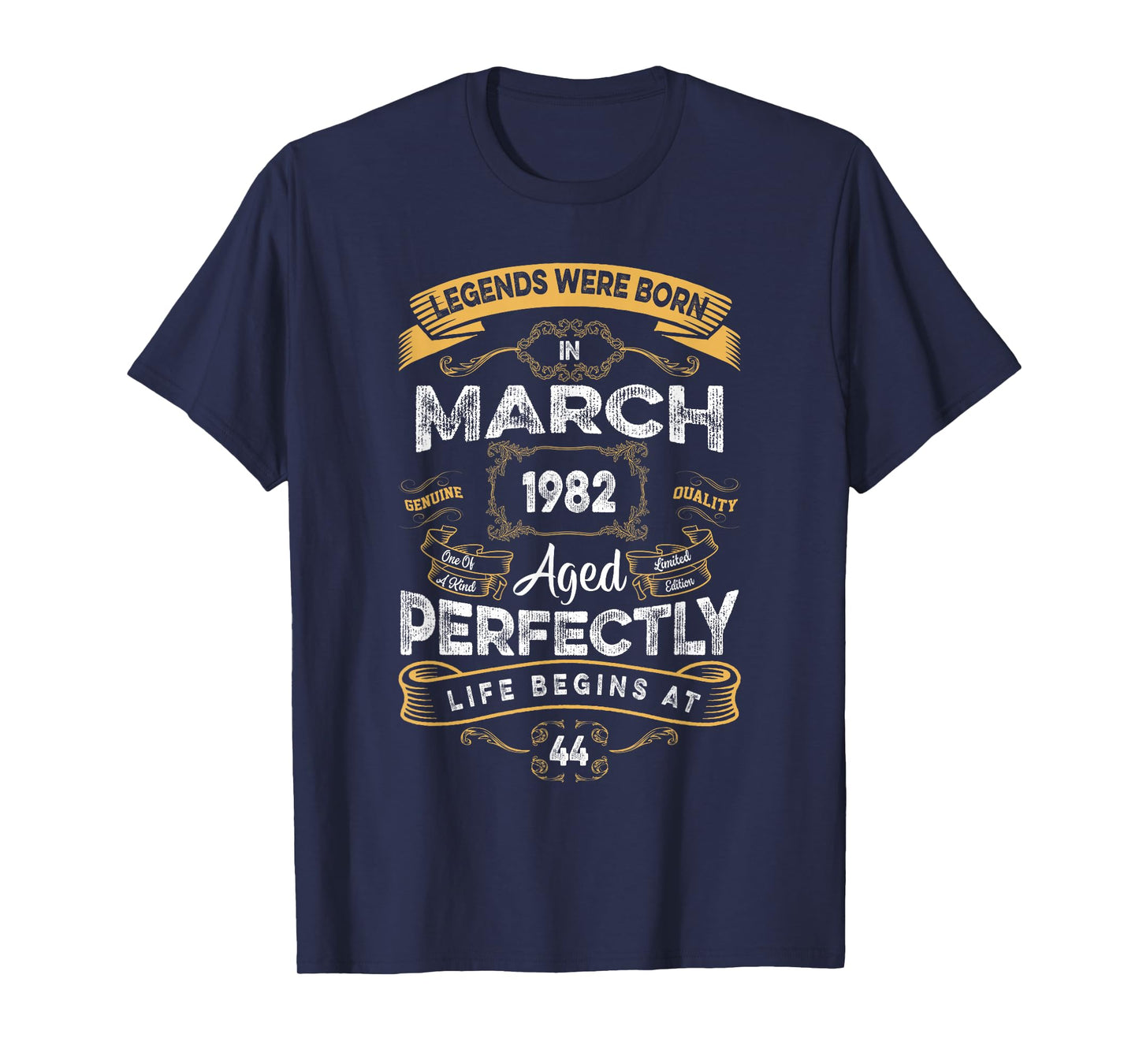 Retro 44th Birthday Legends were Born in March 1982 T-Shirt