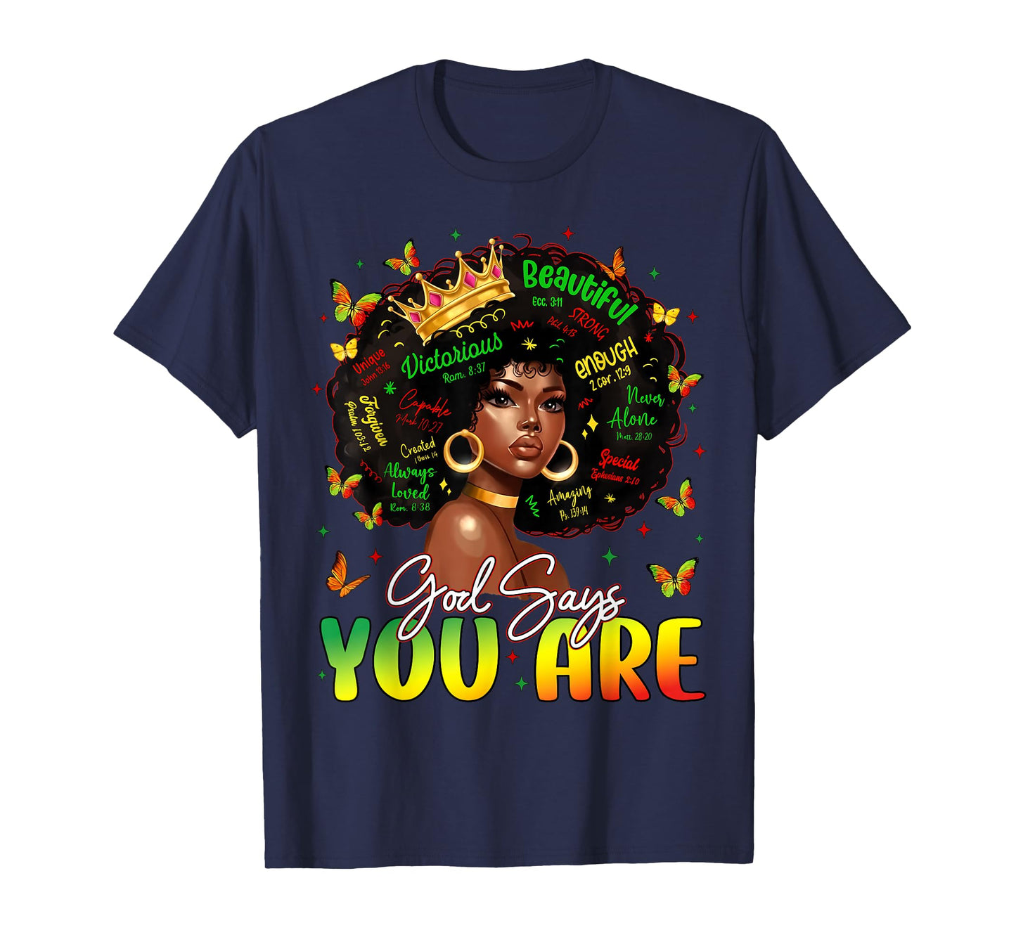 God Says You are Black History God Says I Am Afro Girl Women T-Shirt