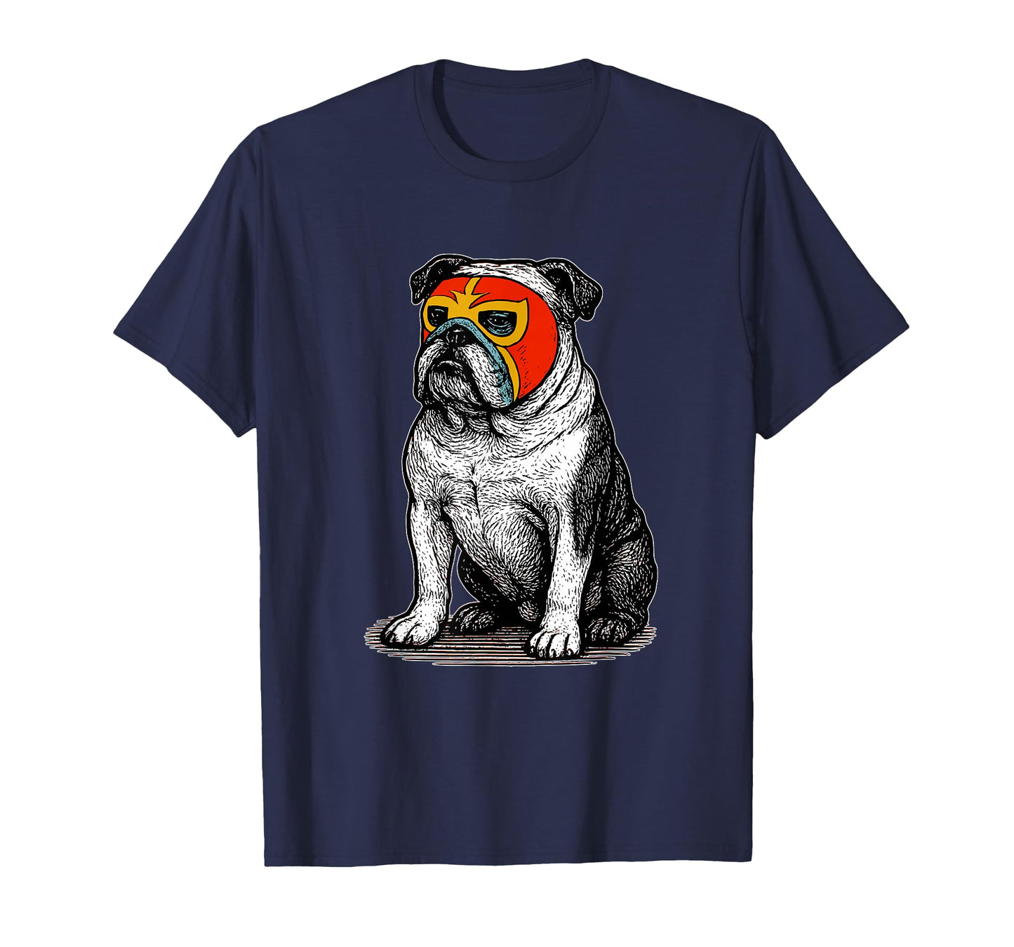 Vintage English Bulldog Luchador Mask Lucha Libre Dog Dad T-Shirt