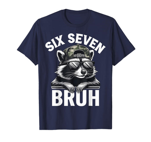 Six Seven 6 7 Raccoon Graphic Funny Gift for Men Kids Boys T-Shirt