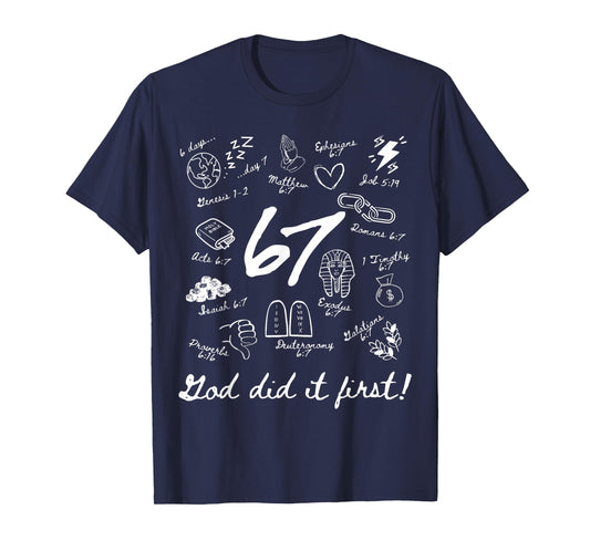 Vintage God Did It First 67 Faith Six Seven Meme Christian T-Shirt