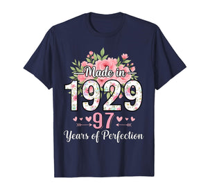 Made in 1929 Floral 97th Birthday Gifts Women 97 Years Old T-Shirt
