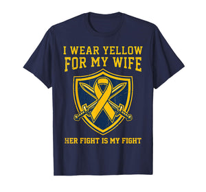 Endometriosis Yellow Ribbon Awareness Warrior Shield Wife T-Shirt