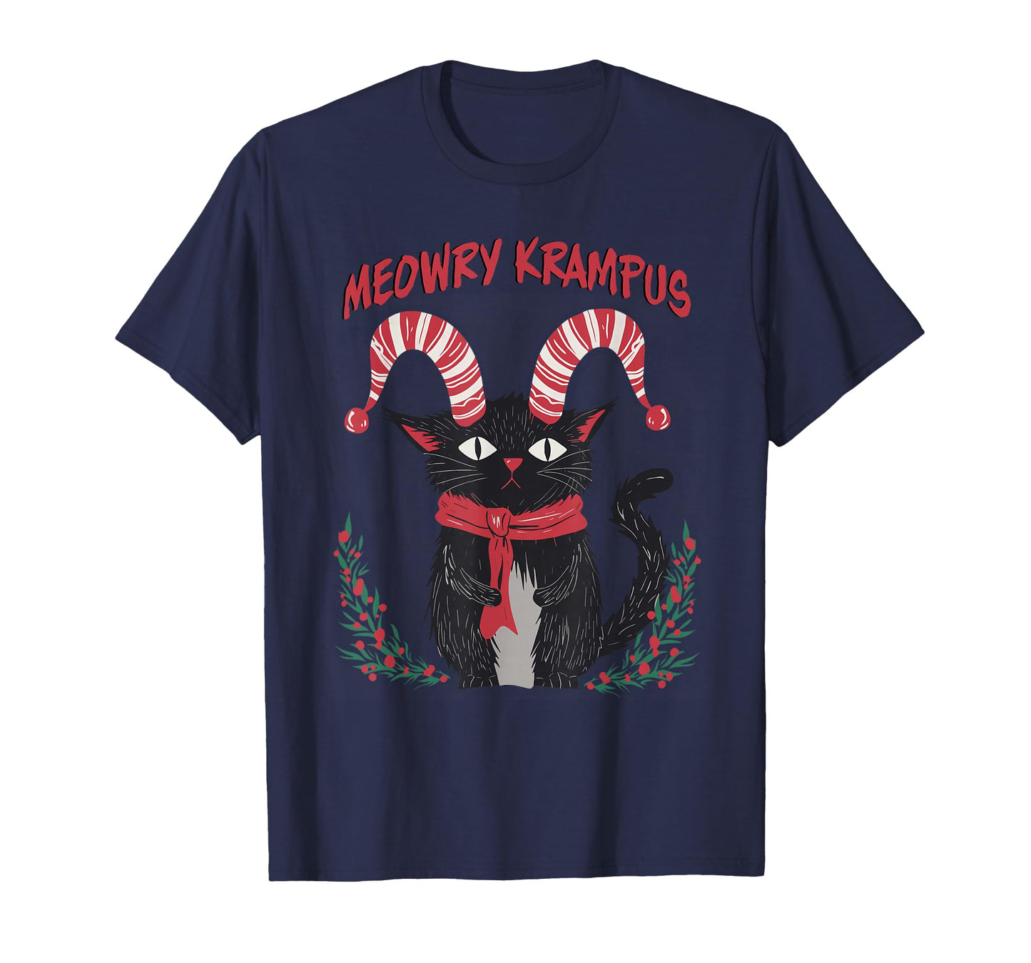 Meowry Krampus Funny Krampus is Coming to Town Cat Christmas T-Shirt
