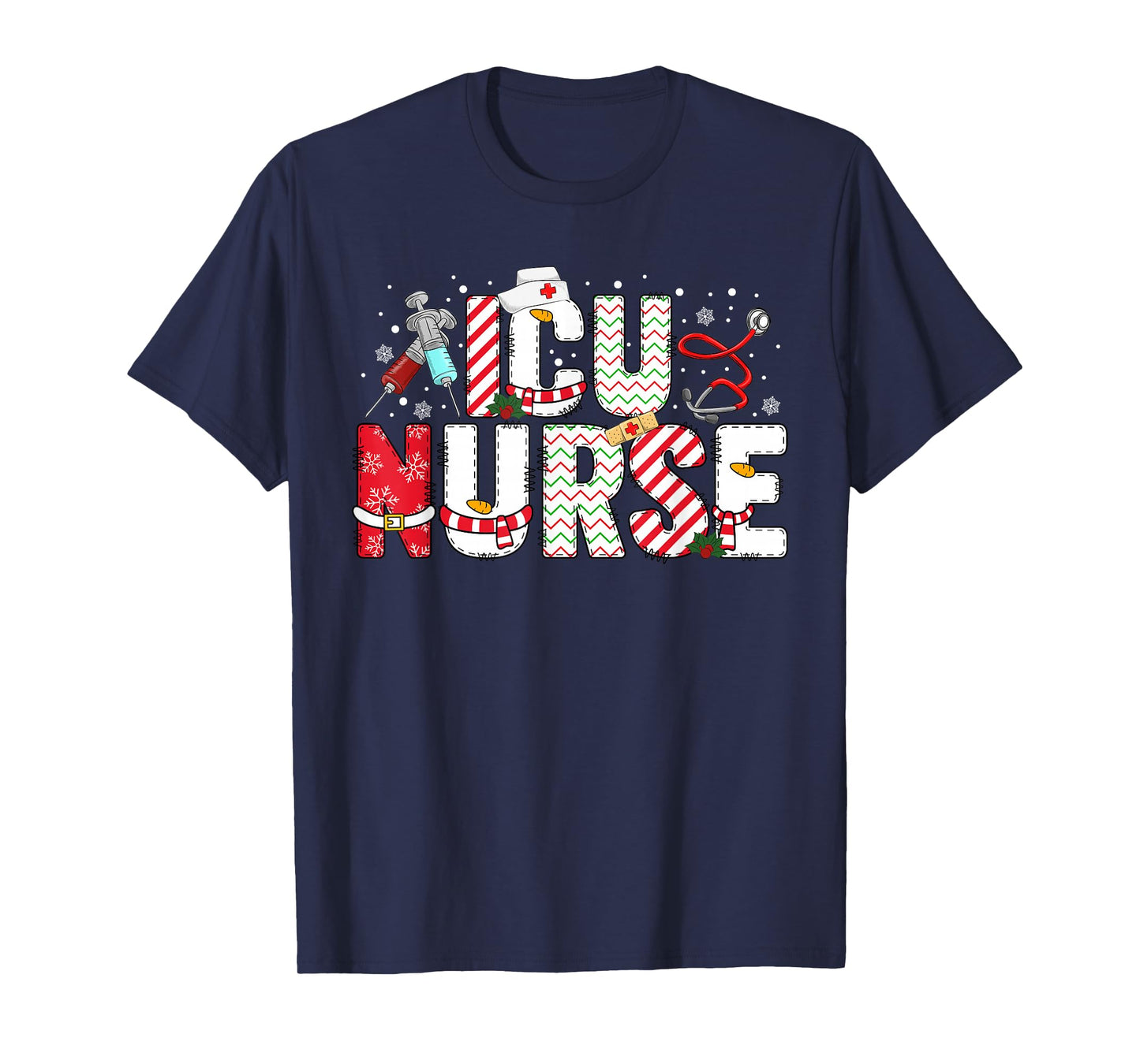 Coquette ICU Nurse Christmas Nurse Pajama Xmas Nurse Crew T-Shirt