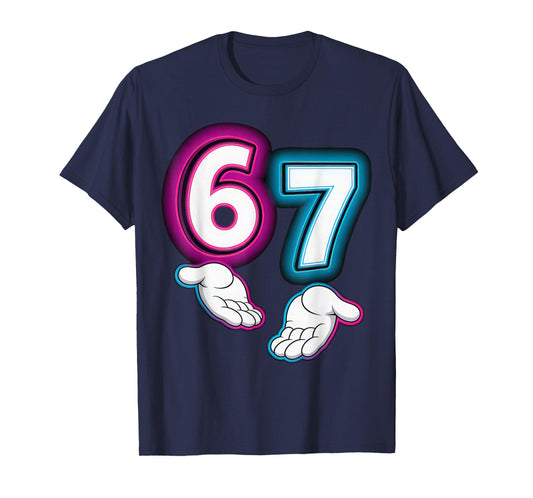 Six Seven 67 Meme 6 7 Glowing Hands T-Shirt