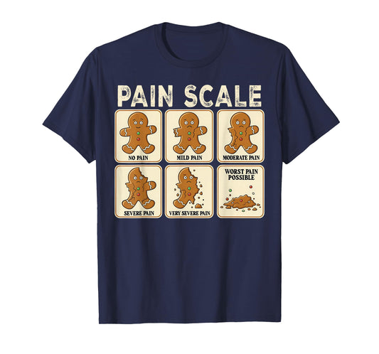 Funny Christmas Nurse Pain Scale Gingerbread Medical Humor T-Shirt