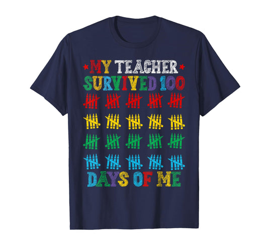 My Teacher Survived 100 Days of Me 100 Days of School Kids T-Shirt
