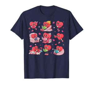 Hearts Reading Book Lovers All Booked for Valentine T-Shirt