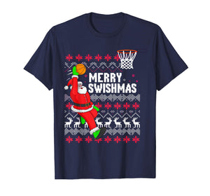 Merry Swishmas Basketball Ugly Christmas Xmas T-Shirt