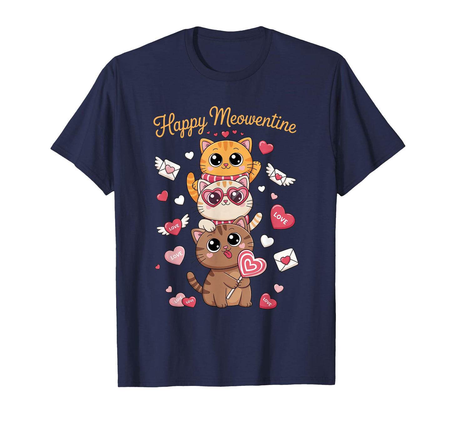 Happy Meowentines Cute Valentine Cat Lovers Girls Women Kid T-Shirt