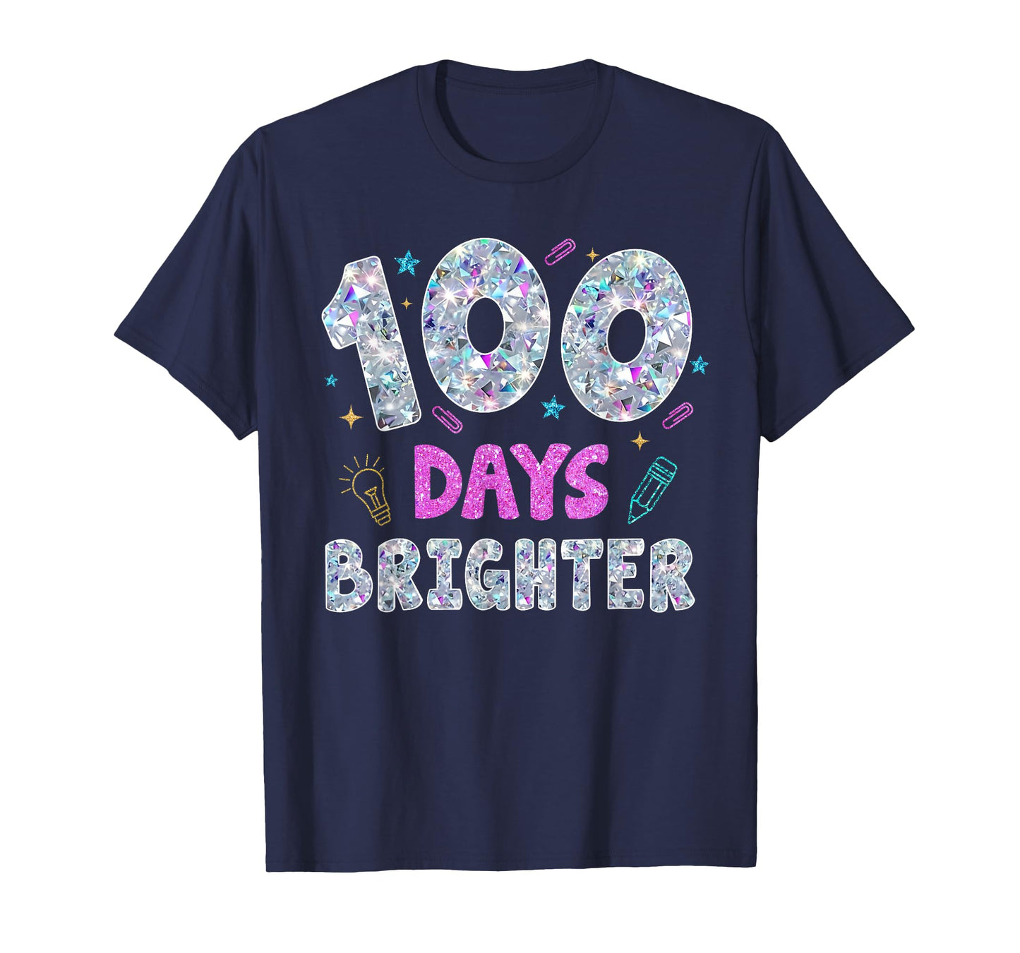 100 Days Brighter Happy 100th Day of School Teachers Kids T-Shirt