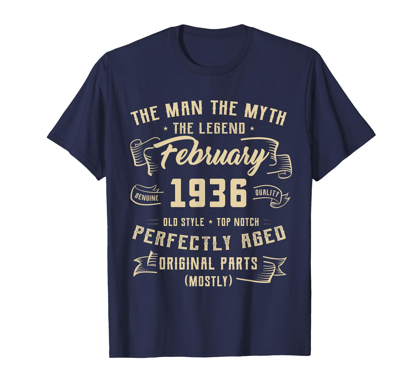 90th Birthday Tee Man Myth Legend February 1936 90 Yrs Old T-Shirt