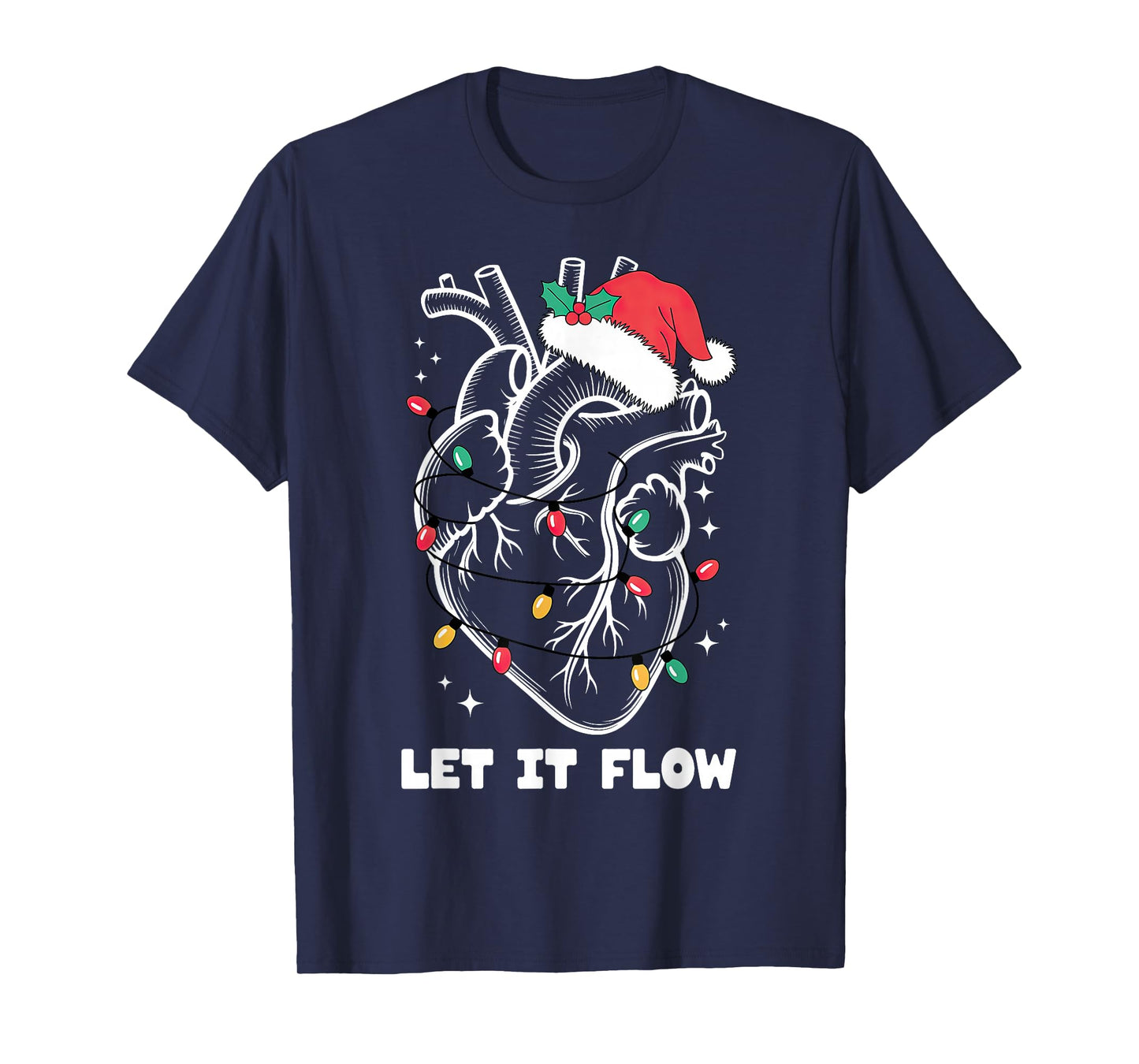 Let It Flow Anatomy Heart Santa Xmas T-Shirt