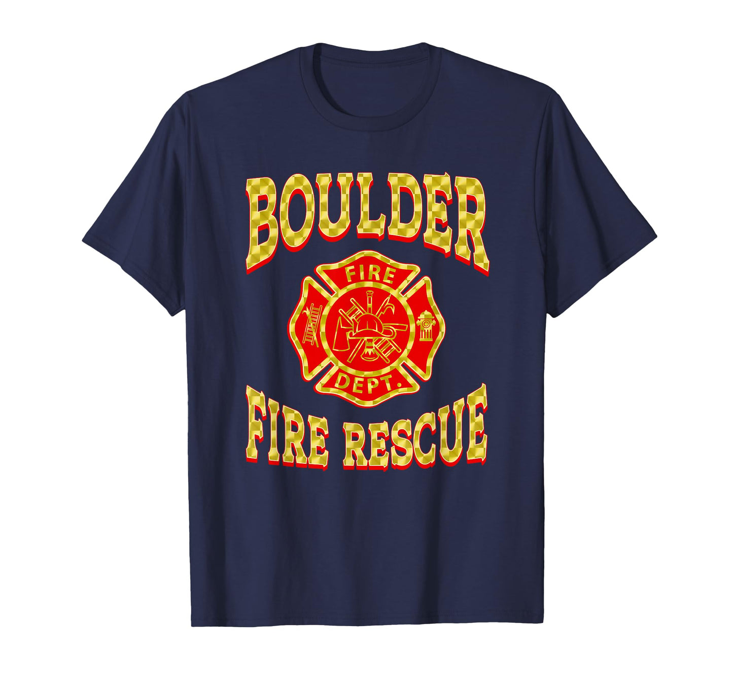 Retro Boulder Fire Department Flag Colorado Firefighter T-Shirt