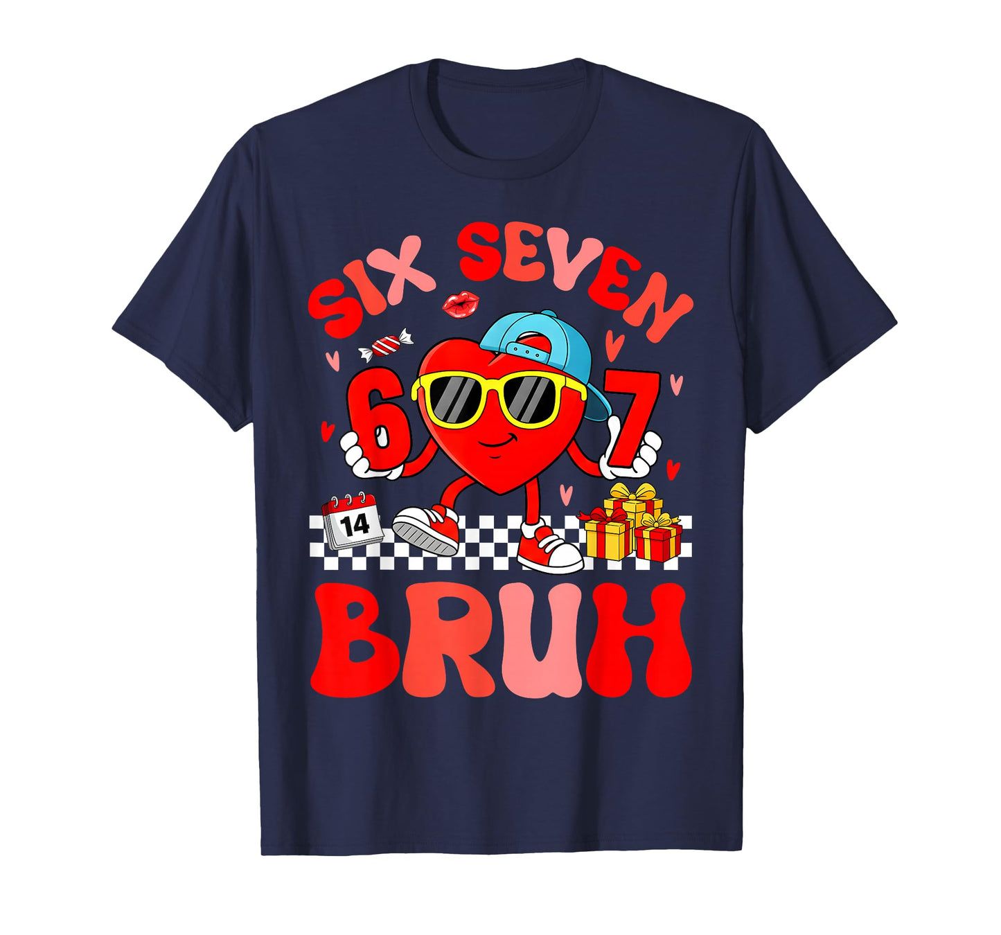 Funny Meme 67 Six Seven Bruh Valentine Heart Toddler Kid Boy T-Shirt