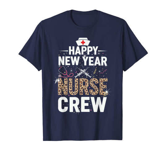 Happy New Year Nurse Leopard Print Stethoscope NYE 2026 T-Shirt