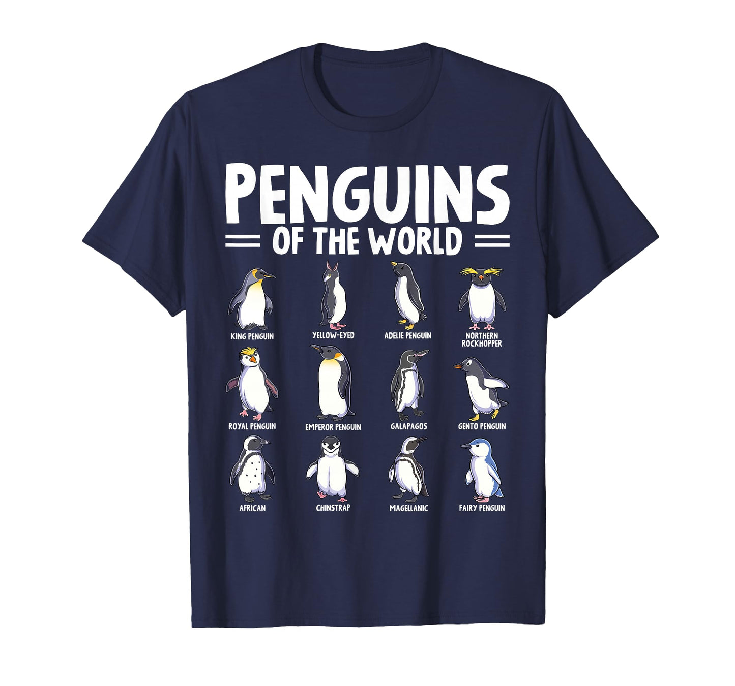 Penguins of The World Sea Animal Lover Penguin Types T-Shirt