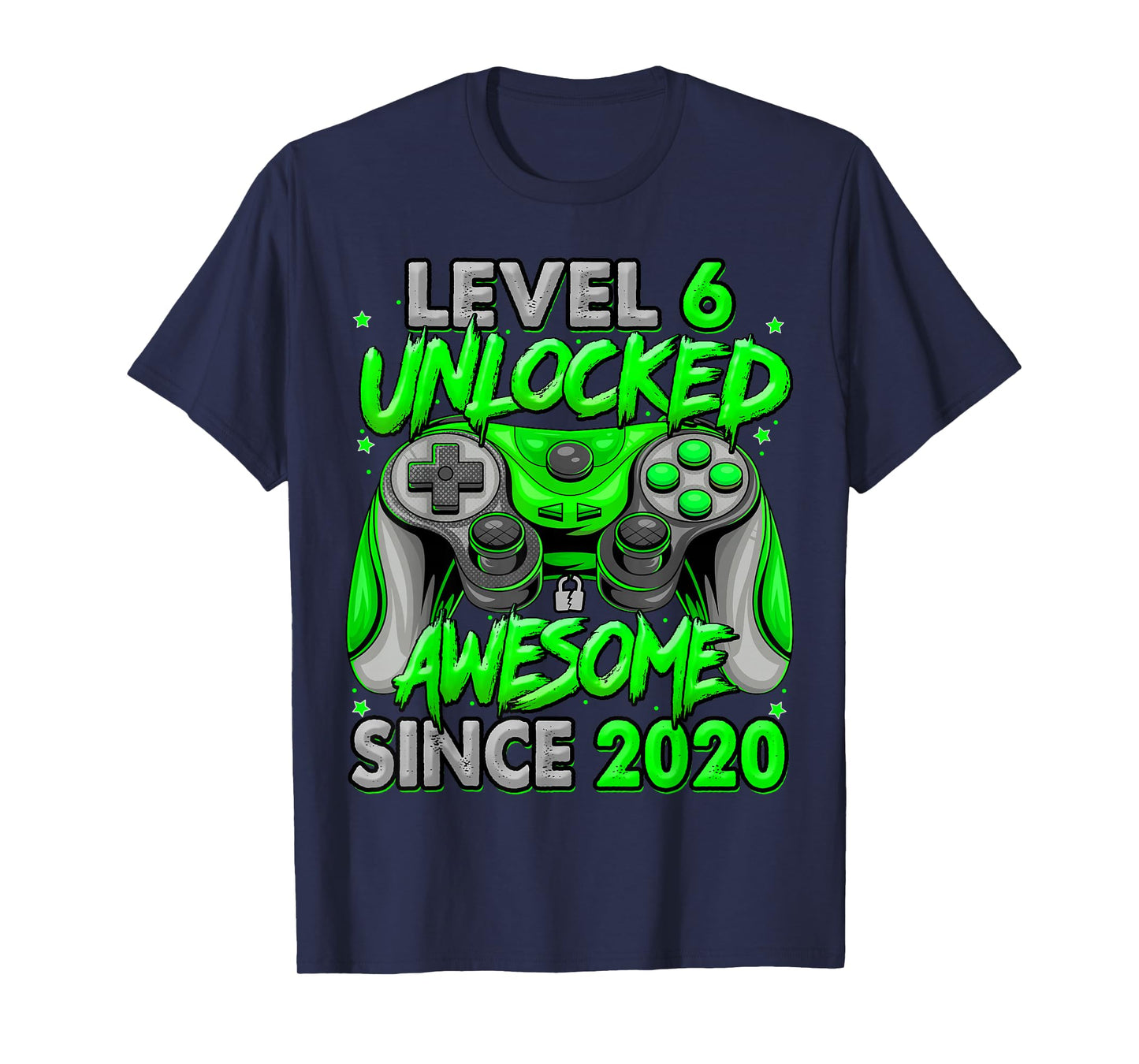 Level 6 Unlocked Awesome Since 2020 6th Birthday Gaming T-Shirt