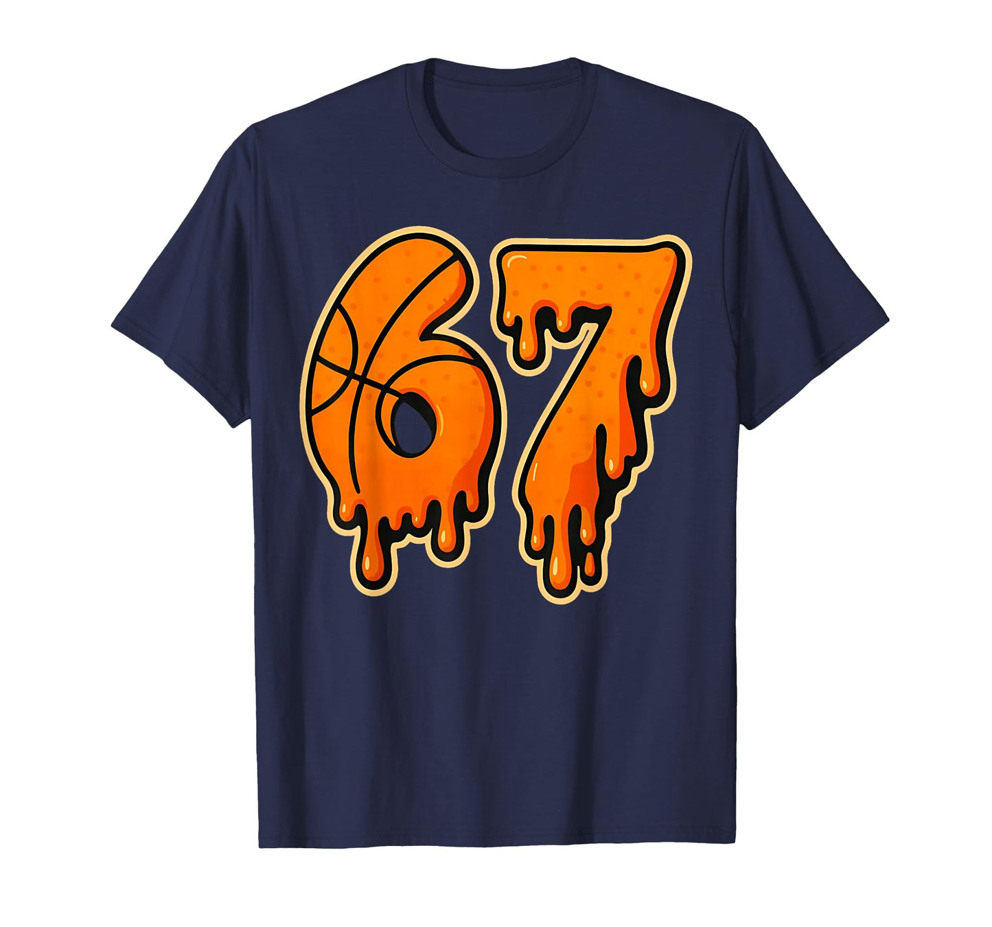 Orange 67 Basketball Drip Team Sports Funny Six Seven Meme T-Shirt