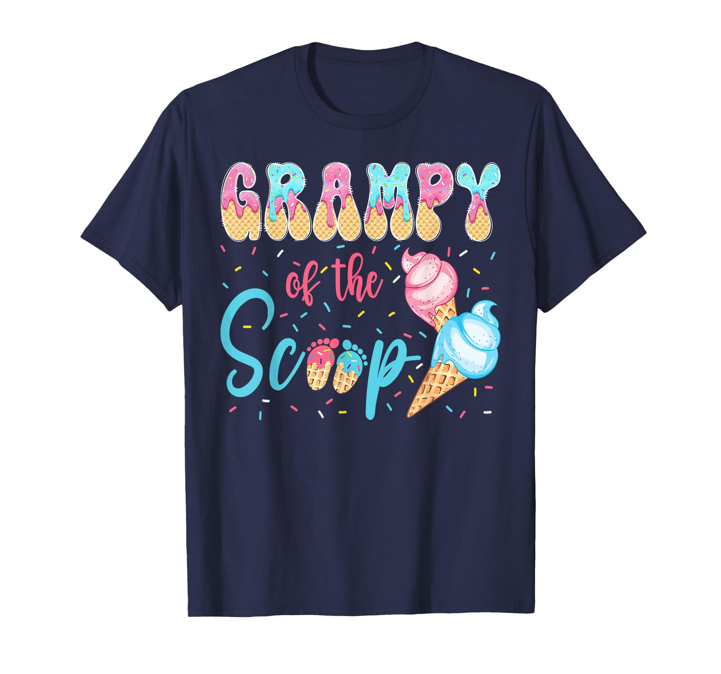 Grampy of The Scoop Ice Cream Gender Reveal Baby Shower T-Shirt