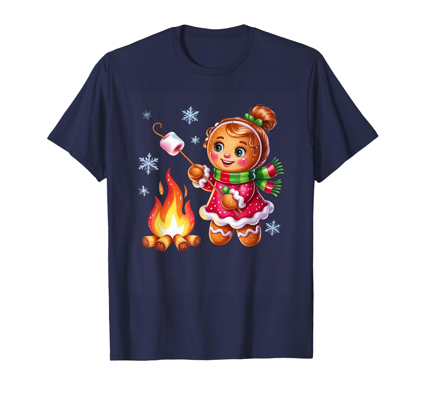 Gingerbread Girl Campfire Christmas Fun T-Shirt