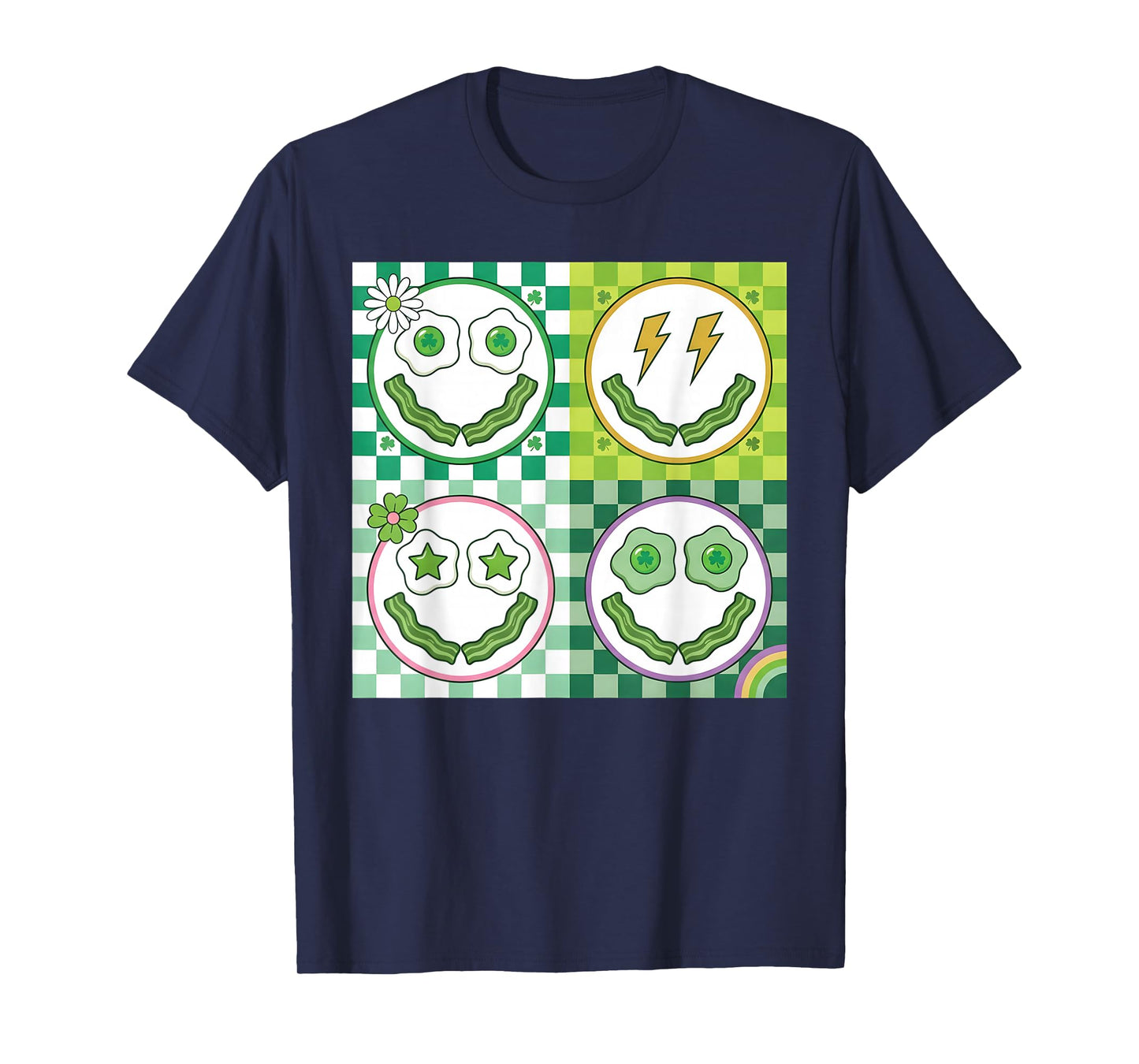 Green Smile Face Eggs and Bacon Breakfast St Patricks T-Shirt