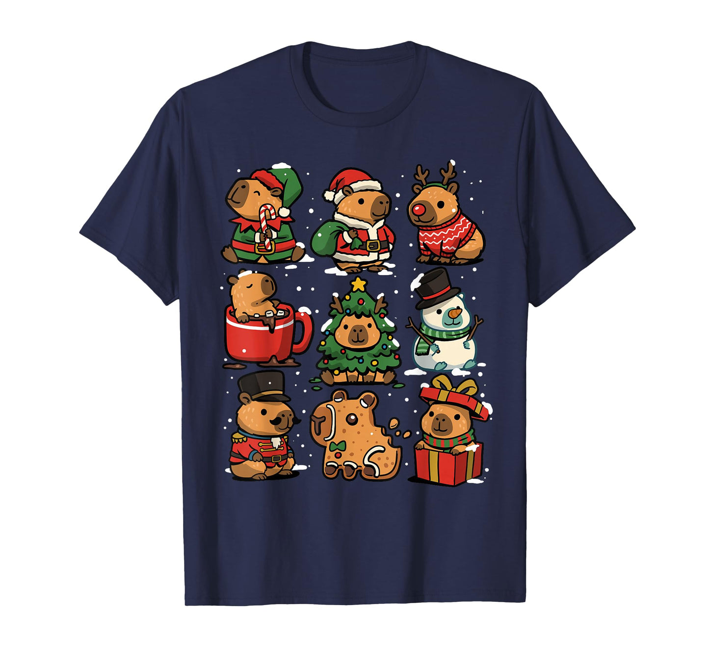 Christmas Capybara Funny Cappy Xmas Family Capybaras Winter T-Shirt