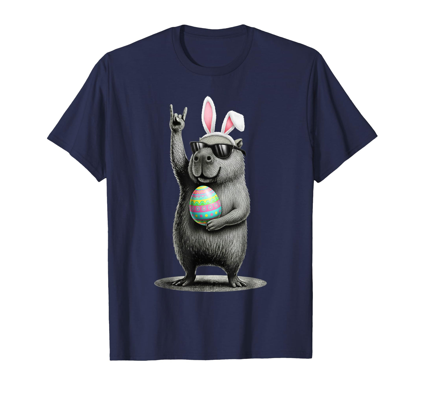 Retro Capybara Rock Music Men Women Kids Funny Easter Day T-Shirt