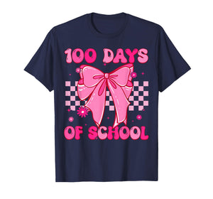 Coquette Bow 100th Day of School 100 Days Girls Women Kids T-Shirt
