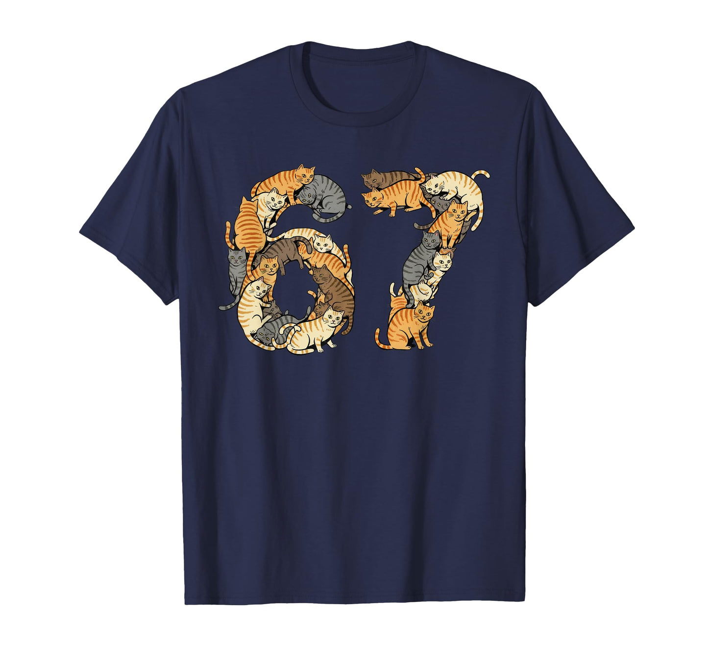 Funny Tabby Cats 6 7 Meme Six Seven Love Alley Cats T-Shirt